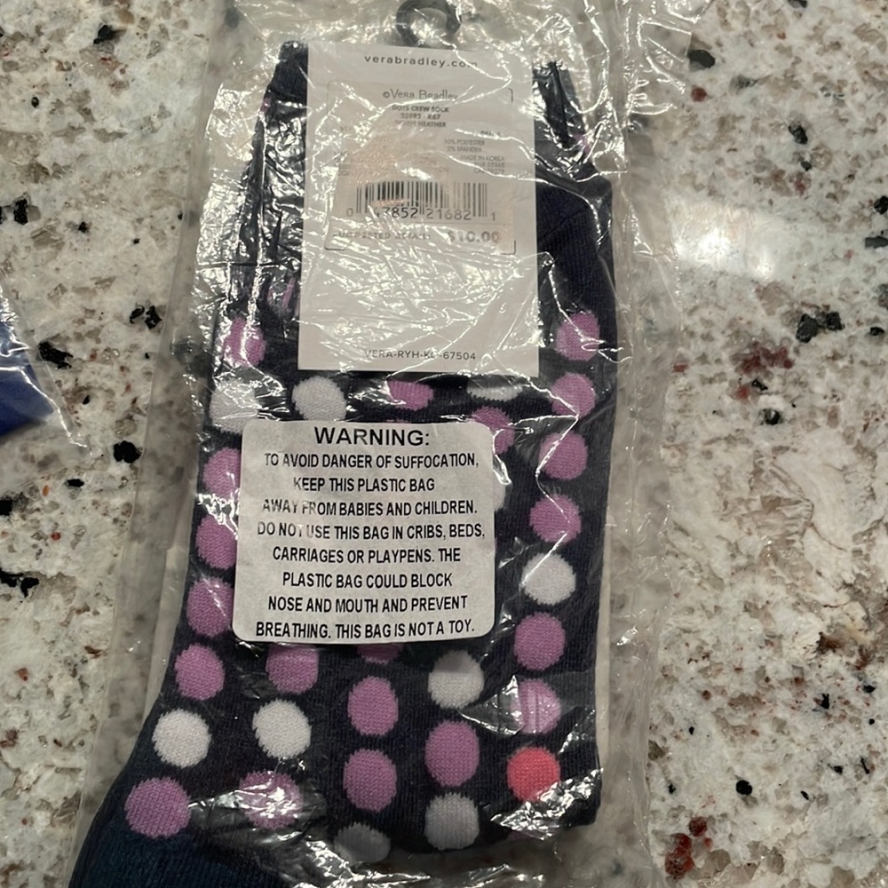 Vera Bradley Dots crew socks, NWT